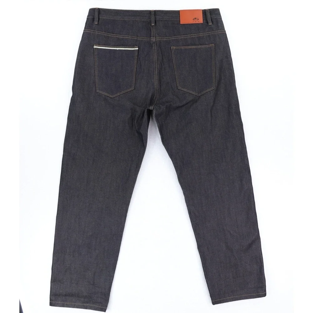 Men's Relaxed Charcoal Jeans with Selvedge Cuff. 190/92A - Picture 3 of 15